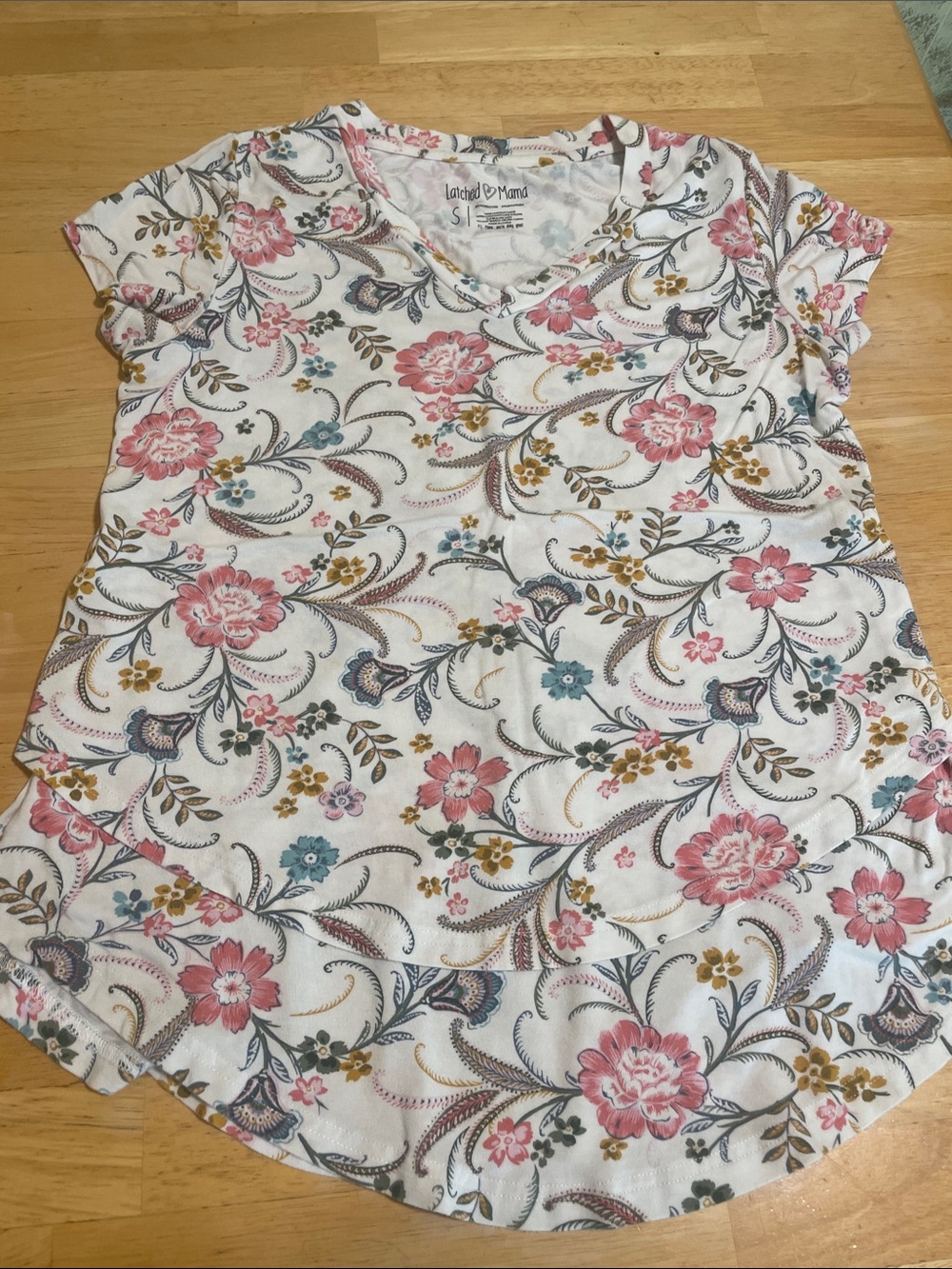 Latched Mama Nursing shirt floral print nursing tee pink and blue